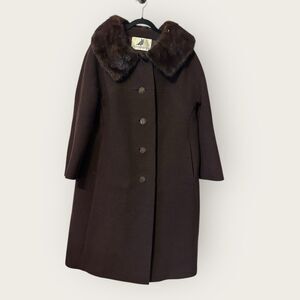 Vintage 50s Rothmoor Wool Coat Genuine Mink Fur Collar – Brown – Union Made M/L